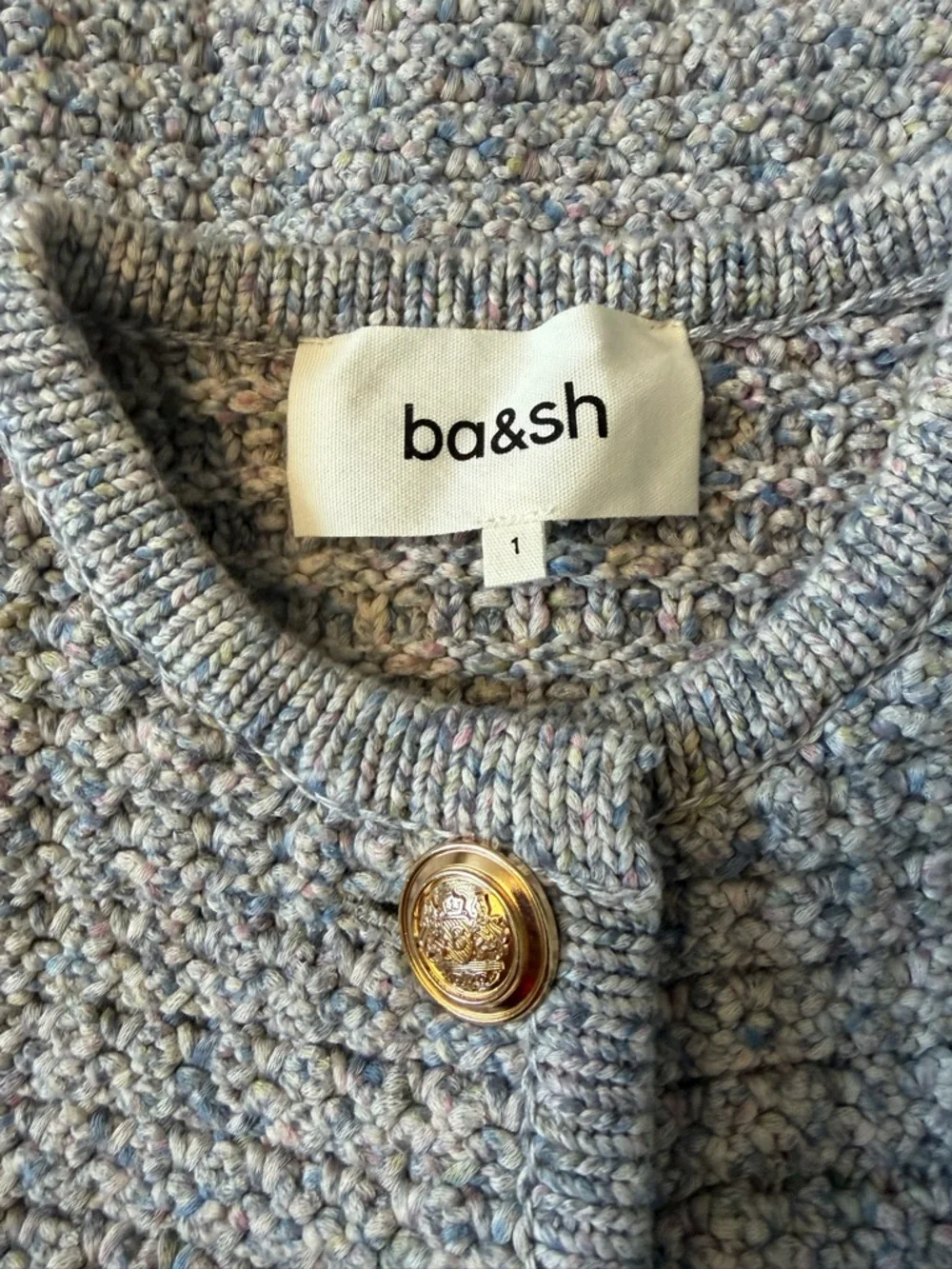 ba&sh Bash Guspa Multicolor Tweed Cardigan Jacket Gray Pastel Multi | size 1 / S - Picture 12 of 16